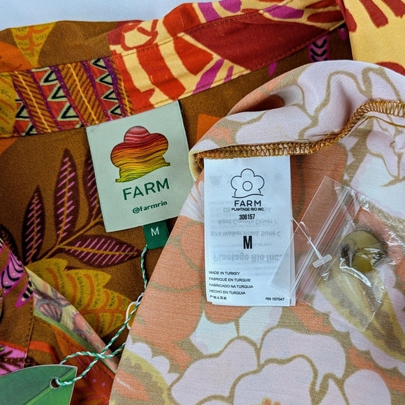 FARM Rio Button Front Long Sleeve Oversized Forest Mixed Scarves Multi M NWT - Picture 14 of 16